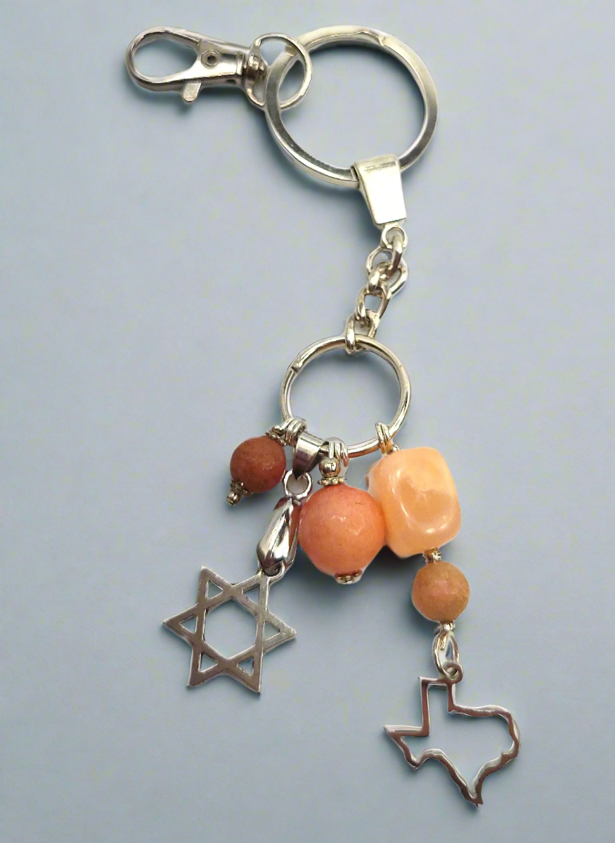 God Bless Texas Keychain - Star of David