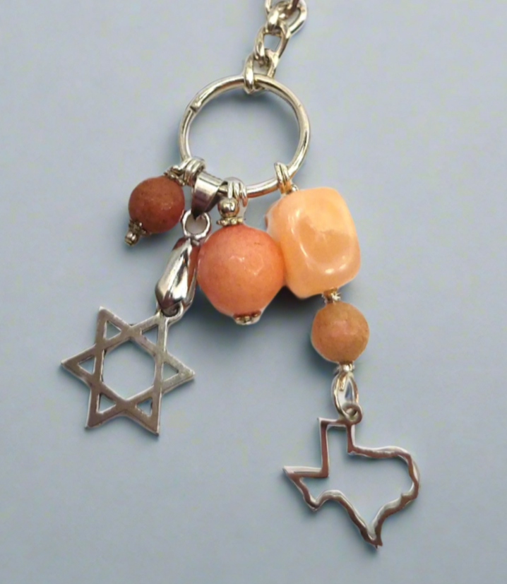 God Bless Texas Keychain - Star of David