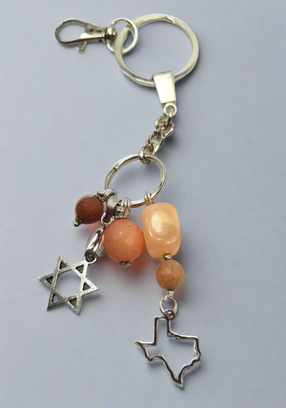 God Bless Texas Keychain - Star of David