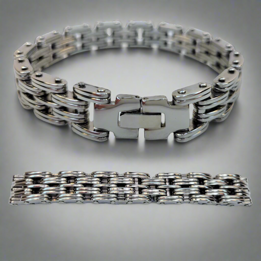 Men Biker Bracelet -  Stainless Steel