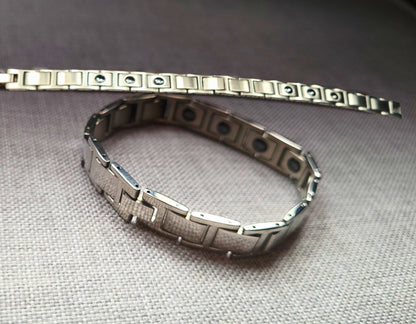 Men Magnetic Bracelet - Hematite & Stainless Steel