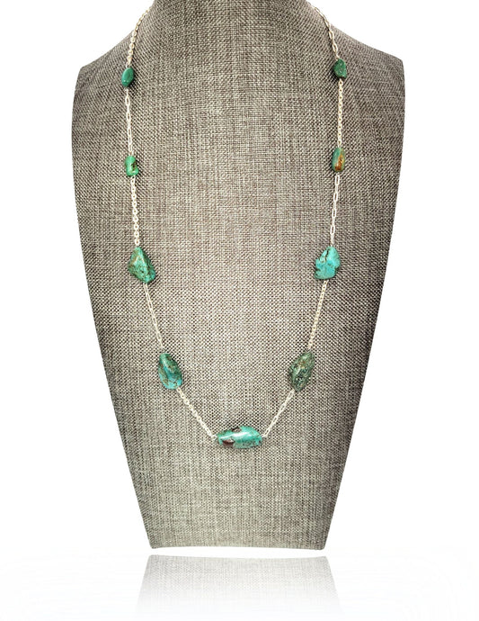 Natural Turquoise, Sterling Silver Necklace