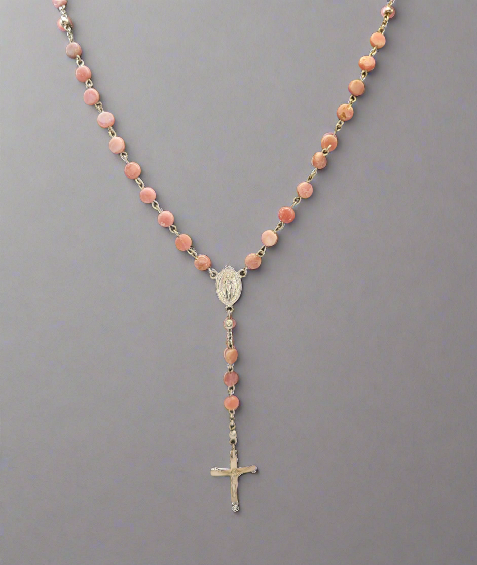 Rosary - Sterling Silver & Rhodochrosite