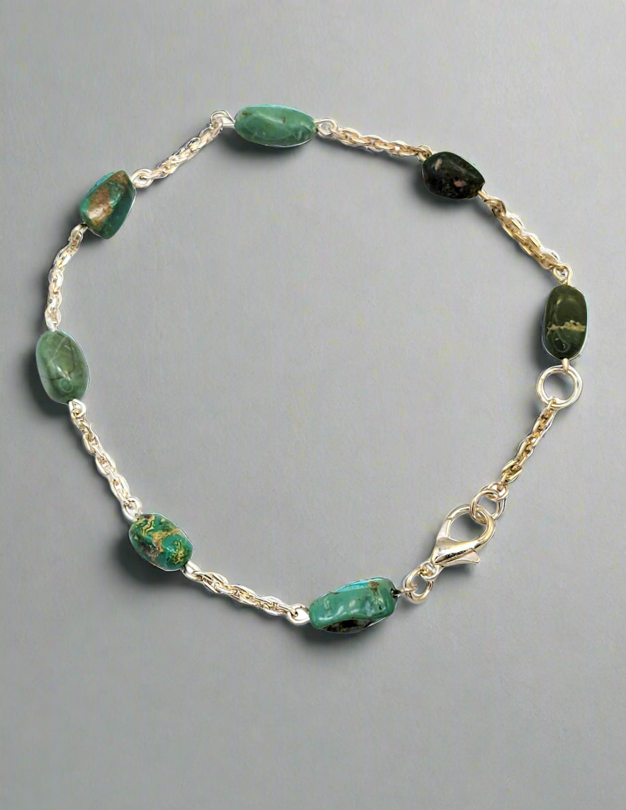 Natural Turquoise & Sterling Silver Bracelet